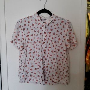 Vans women's medium button up floral shirt